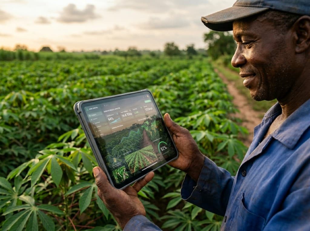 Agriculteur consulte les données de sol sur tablette au champ